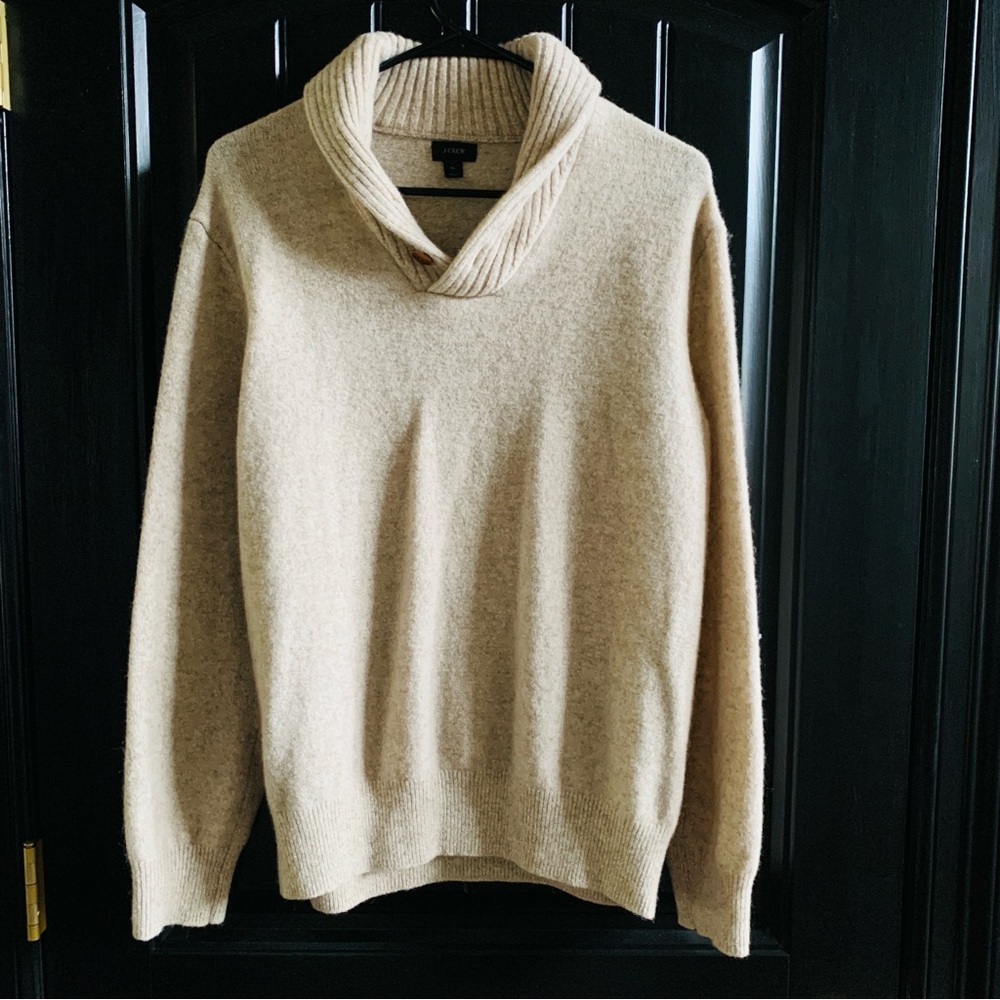 J. Crew Mens Lambswool Collared Oatmeal Flax Beige | XL